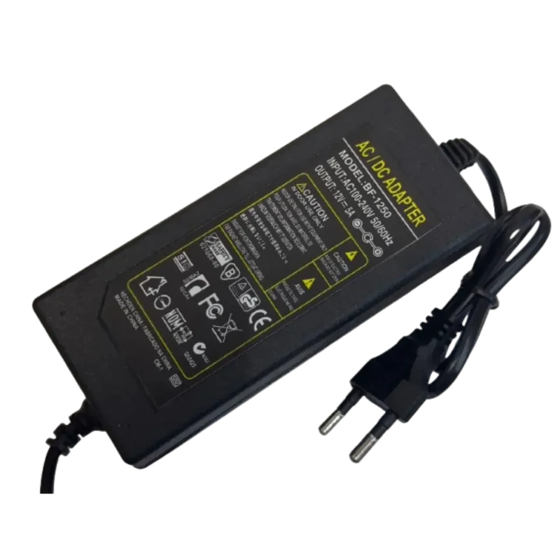 Alimentation AC/DC 12V 5A 60W – Adaptateur Secteur 230V Ruban LED Caméra
