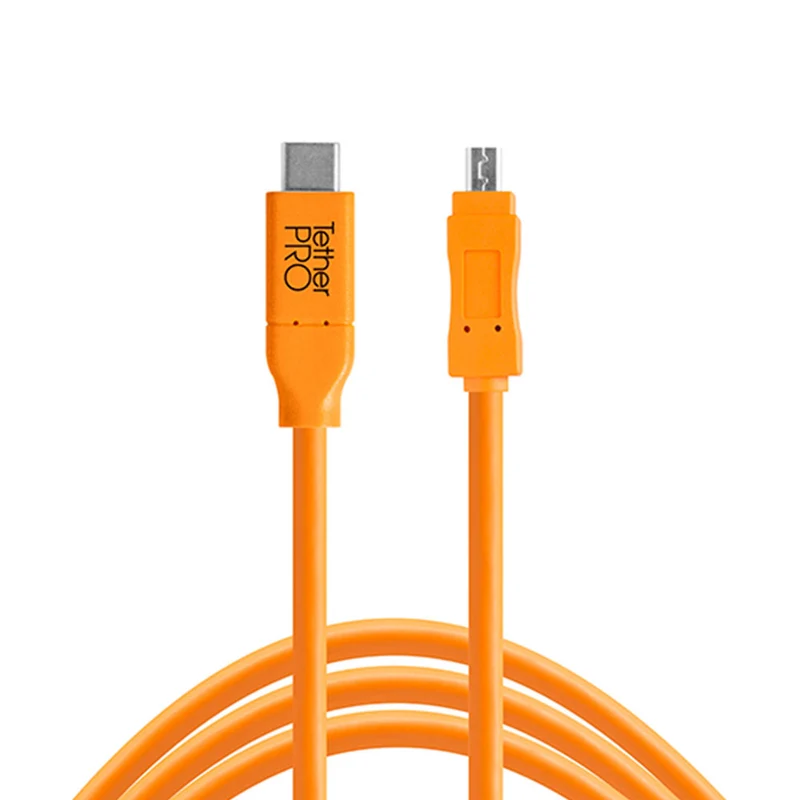 Câble TetherPro USB-C à 2.0 Mini-B 8-Pin 15 pieds (Orange)