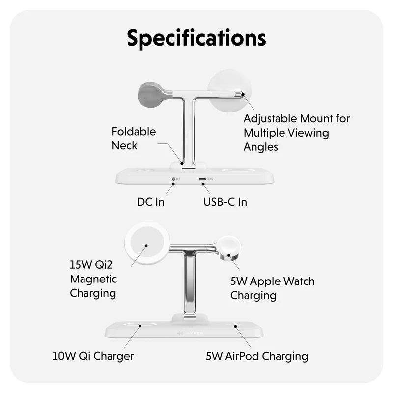 HyperJuice Next Qi2 4-en-1 Support de charge magnétique