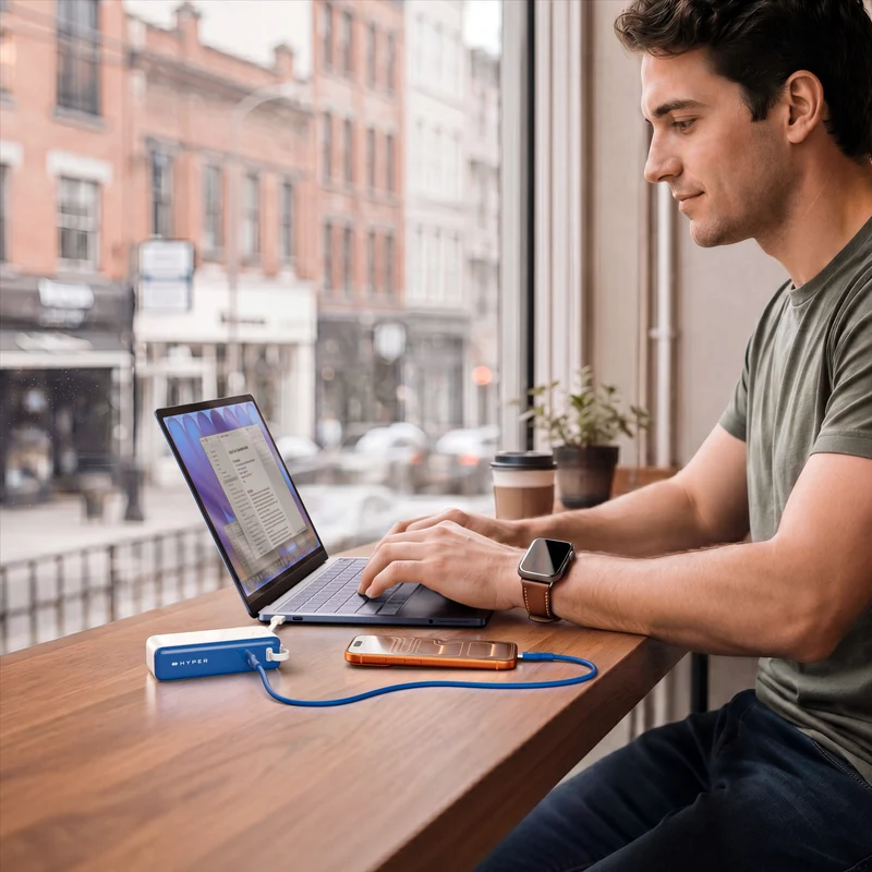 Mini-batterie externe et chargeur secteur HyperJuice® Flex USB-C 35 W - Bleu