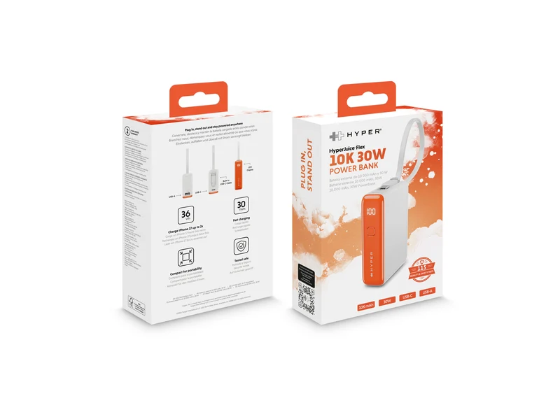 Mini-batterie externe HyperJuice® Flex USB-C 30 W - Orange