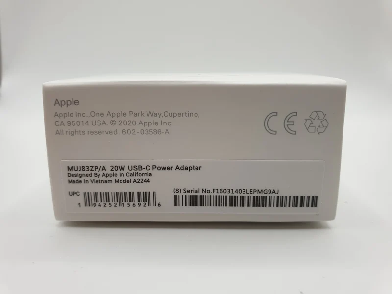 Apple USB-C Plug Mains Charger Power 20W Adapter Genuine Official Product