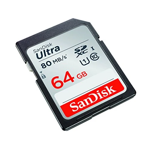 SanDisk Ultra SDXC Memory Card Up to 80 MB/s, Class 10, U1, 64 GB, Black/Grey