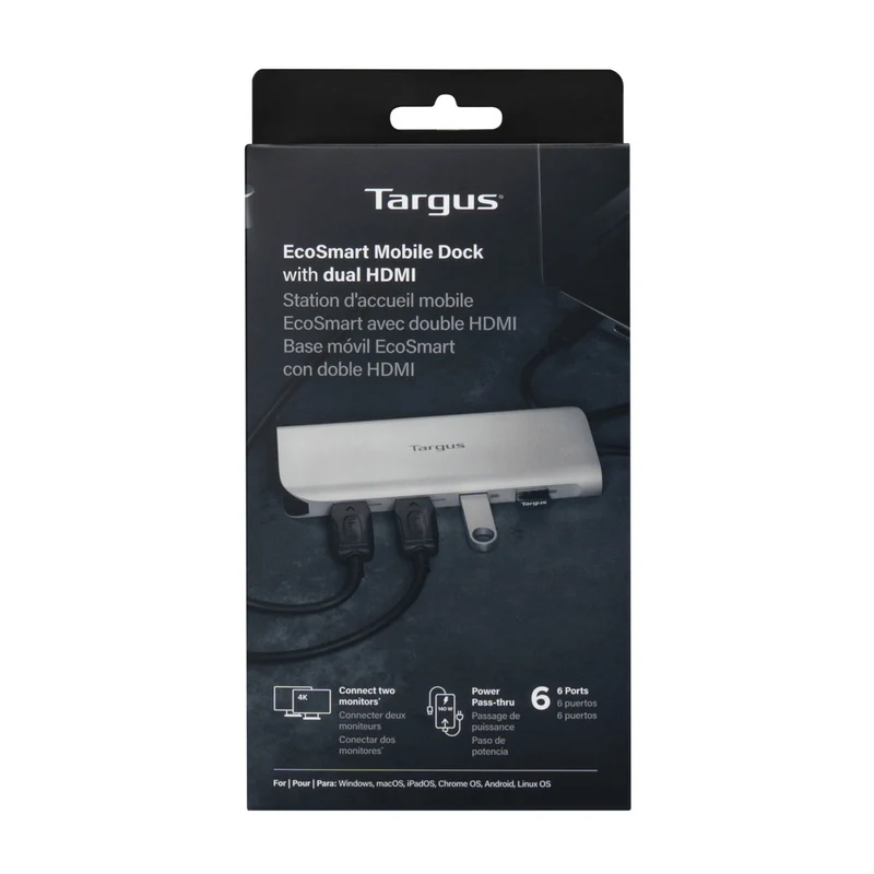 Station d'accueil mobile multiport USB-C Alt. Mode Dual 4K HDMI avec passage EPR 140 W