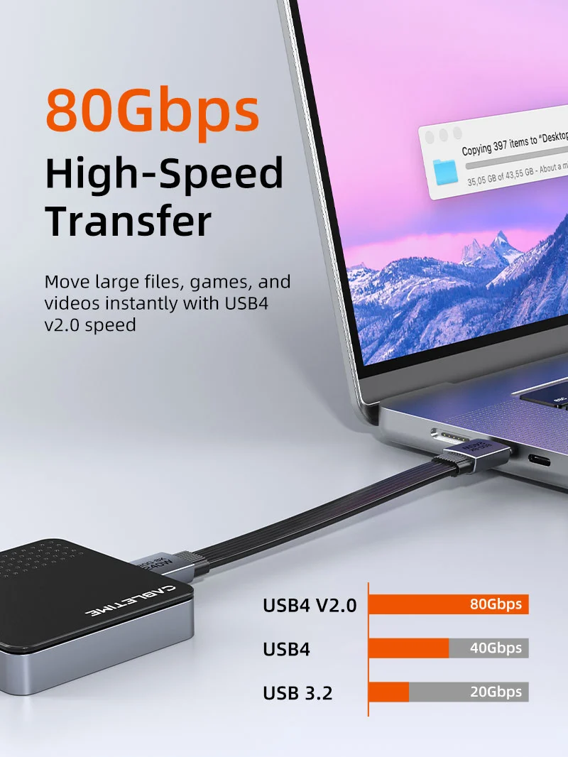 Portable USB4 V2.0 Keychain Cable Short USB C Cable - 80Gbps, 240W Fast Charging, 8K60Hz