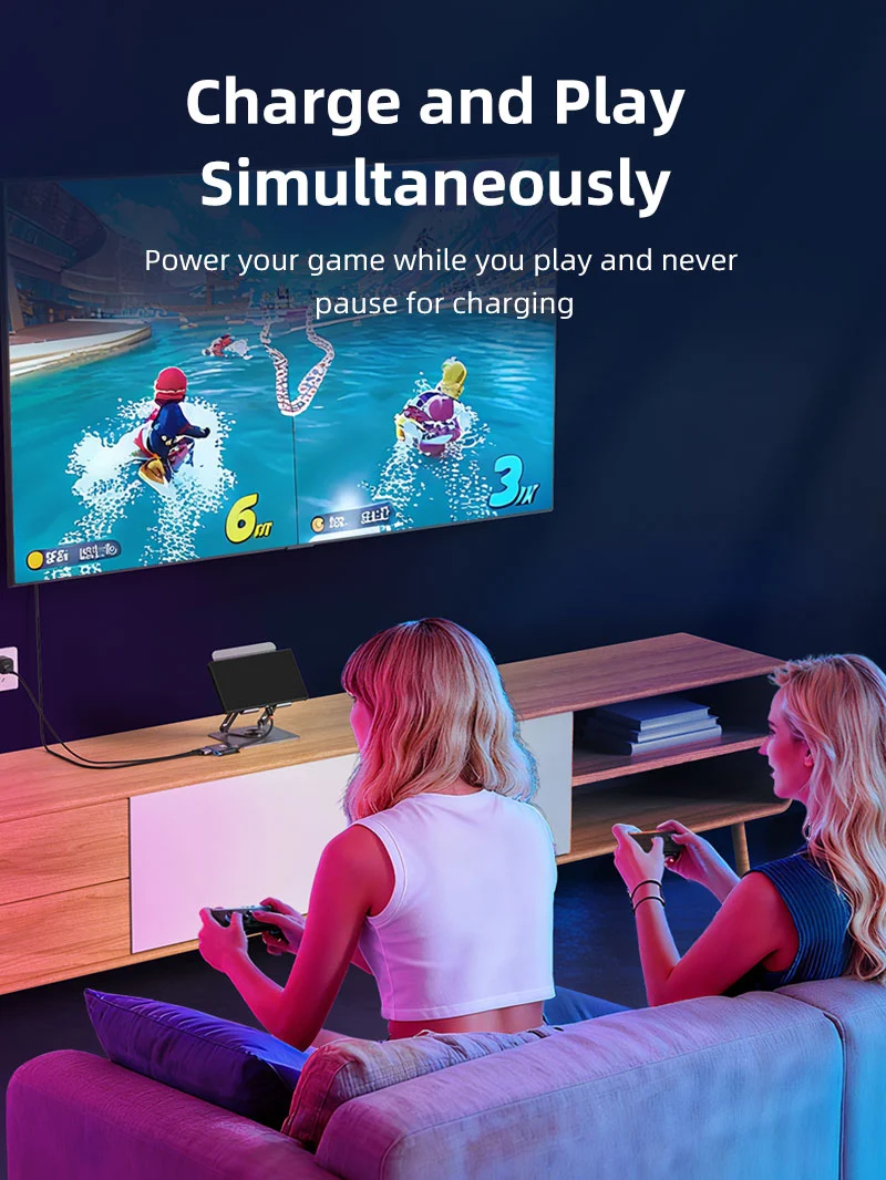 4K144Hz Switch 2 Dock Replacement Portable TV Dock Station 3-in-1 for Switch/Switch 2/Steam Deck