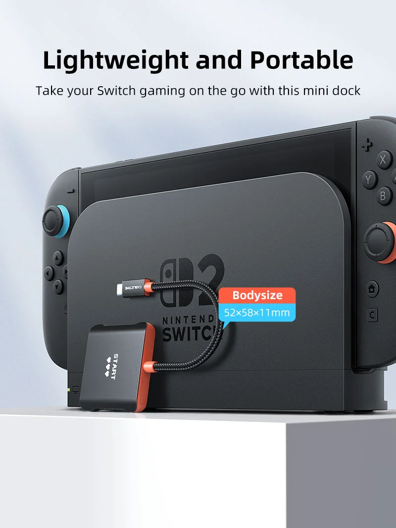 4K144Hz Switch 2 Dock Replacement Portable TV Dock Station 3-in-1 for Switch/Switch 2/Steam Deck