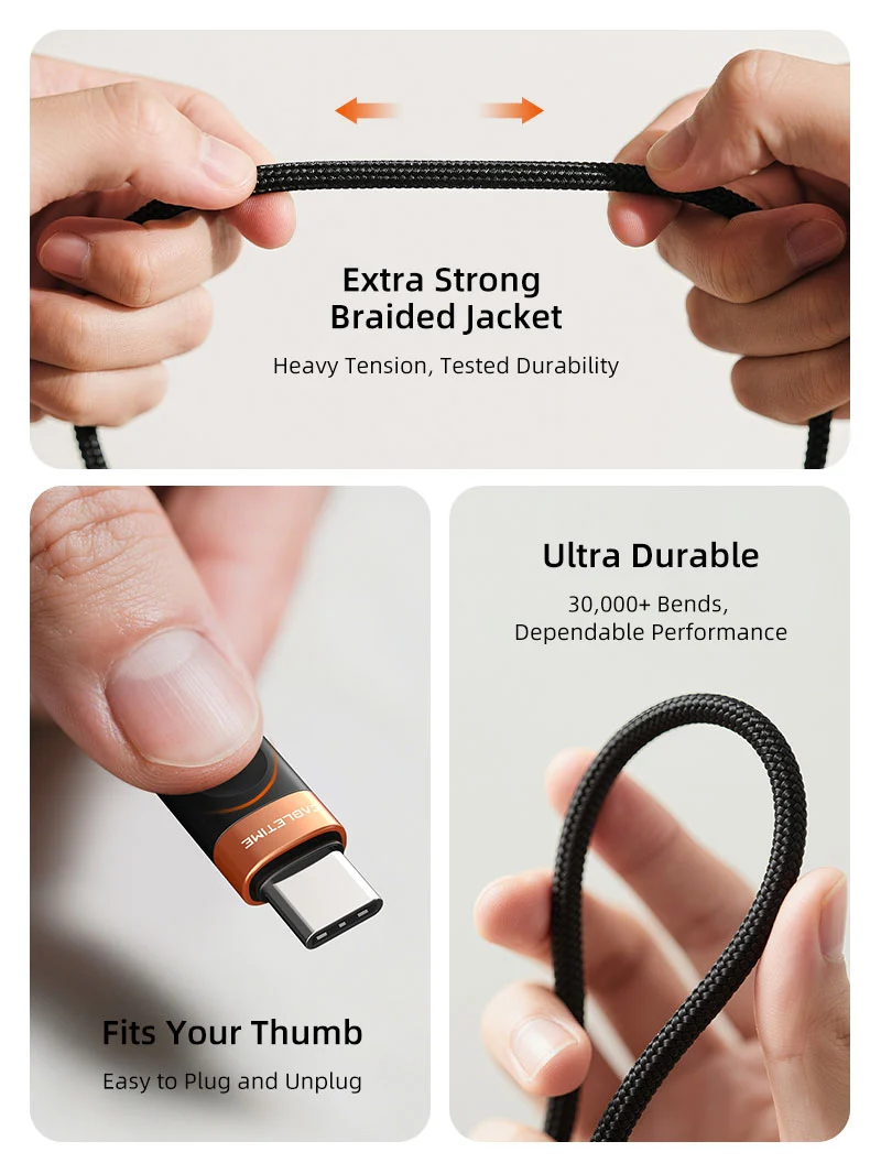 60W USB C to USB C Fast Charging Cable Braided 1M for Samsung Galaxy S9/S8 Note8/9 20 10 S21 S20 S10, iPhone 15/16/17, Switch 2, iPad, MacBook