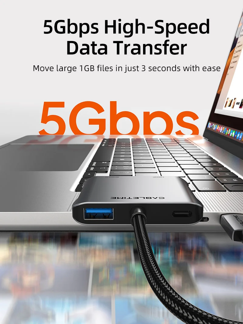 Dual Monitor USB-C Hub for MacBook & Windows 4-in-1 with 2 HDMI,100W PD & USB 3.0