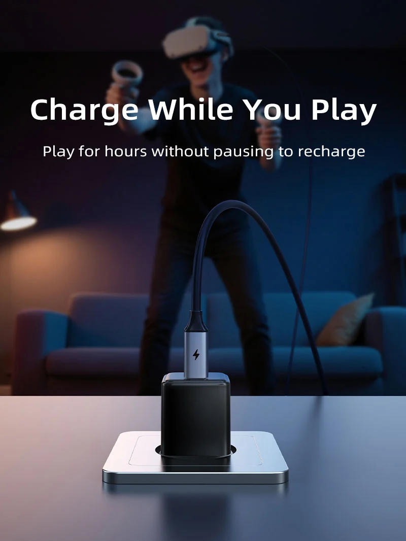 USB C to USB C VR Link Cable 16FT with 18W Charging – Compatible with Meta Quest 3S/3/2/Pro, Oculus Quest, Pico 4, PC VR, Steam VR