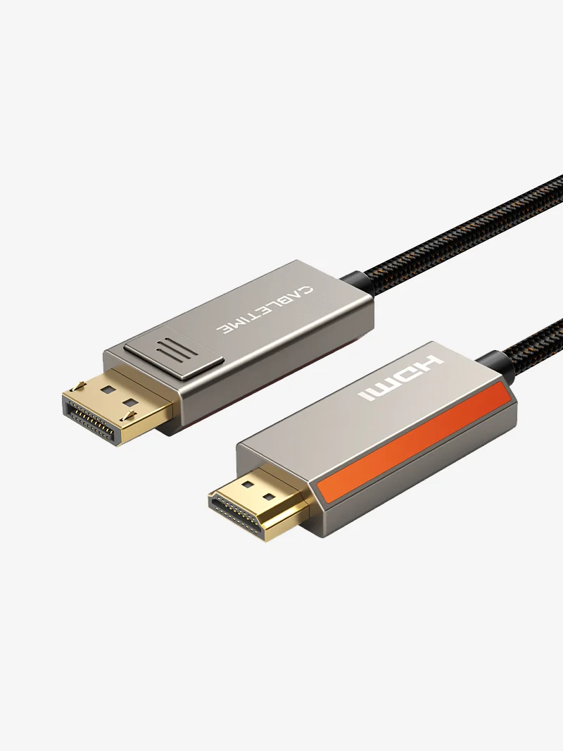 Uni-directional 8K 60Hz Displayport 1.4 to HDMI 2.1 Cable 4K 120Hz
