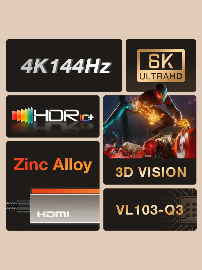 USB C to DP 1.4 Cable 8K 60Hz 4K 144hz