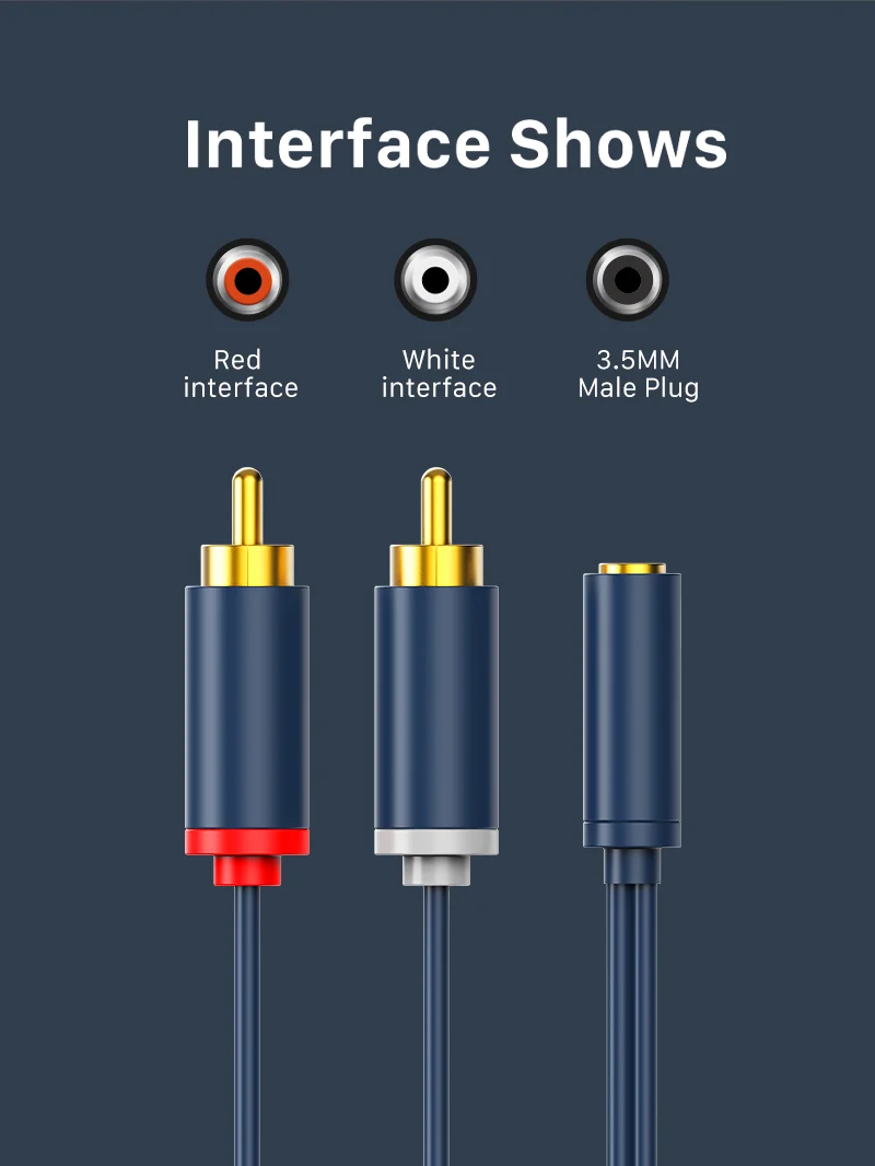 3.5mm Female to 2 RCA Male Cable Audio Y Adapter