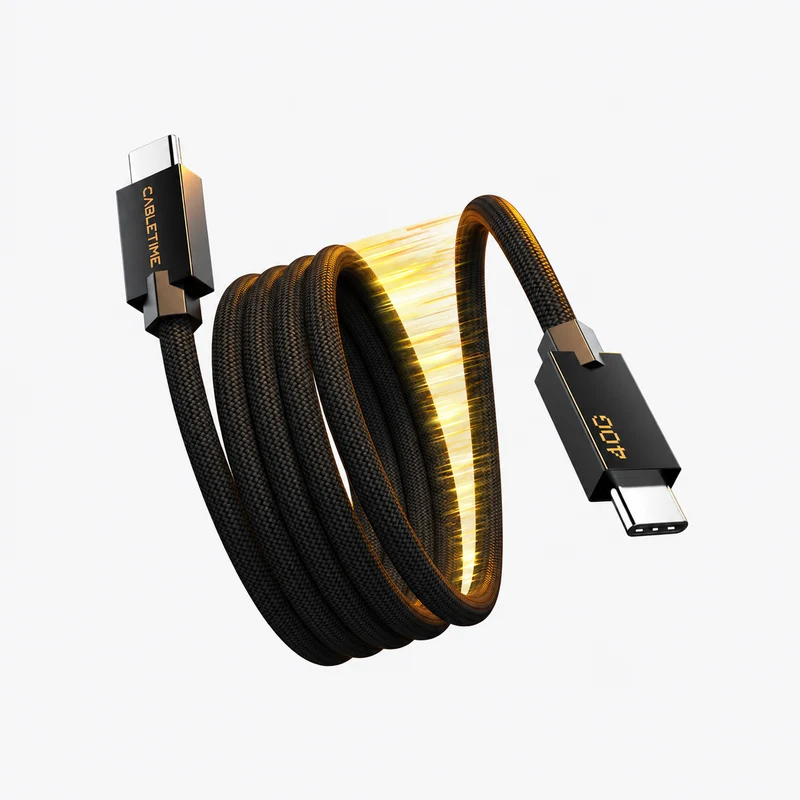 240W USB4 Magnetic Coil USB-C Charging Cable 1M 40Gbps 8K for MacBook iPad Android