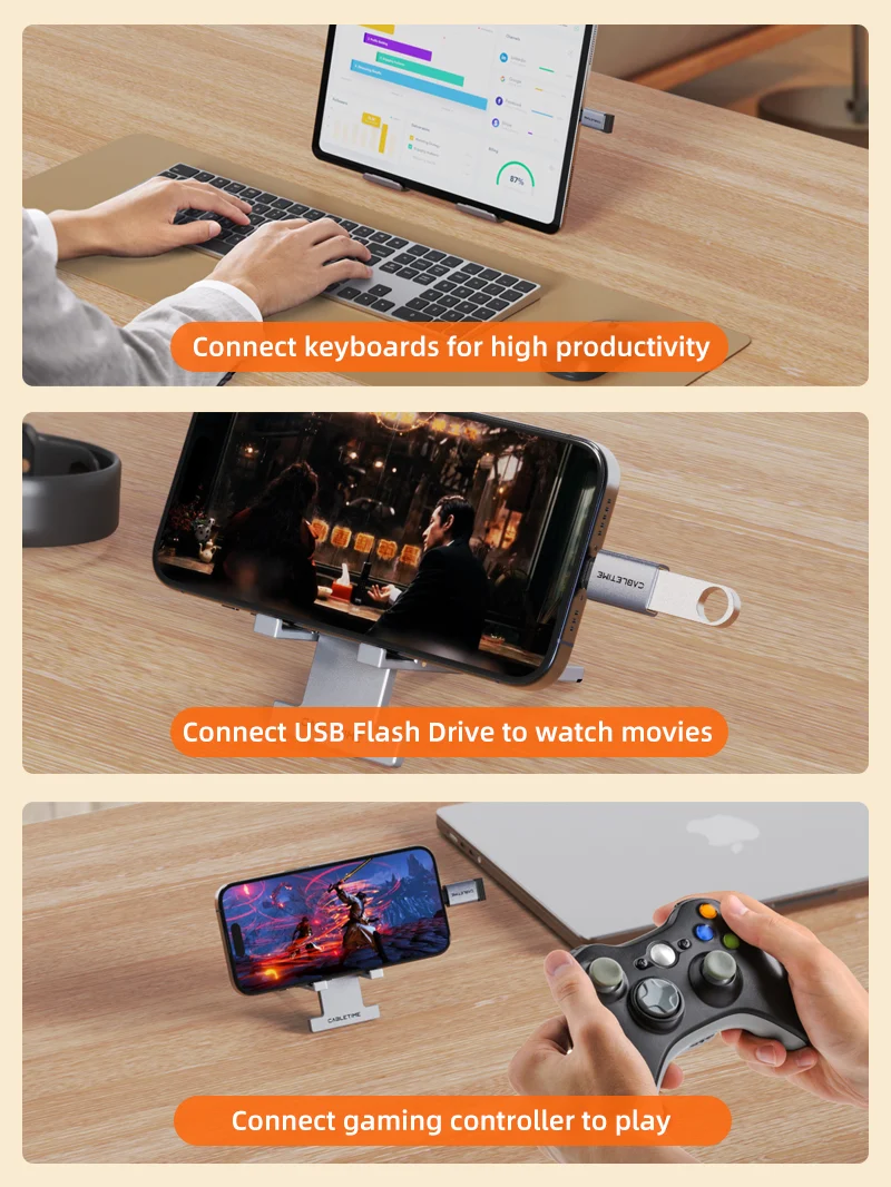 10Gbps USB C 3.2 Male to USB A Female OTG Adapter for MacBook Pro