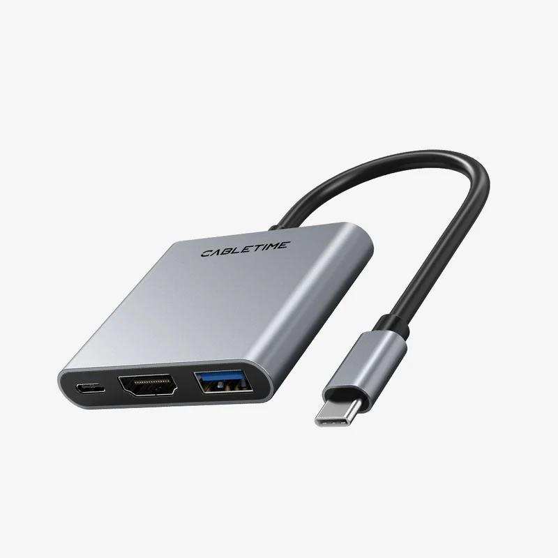 4K Portable 3 in 1 USB C Hub for TV Samsung Dell PC