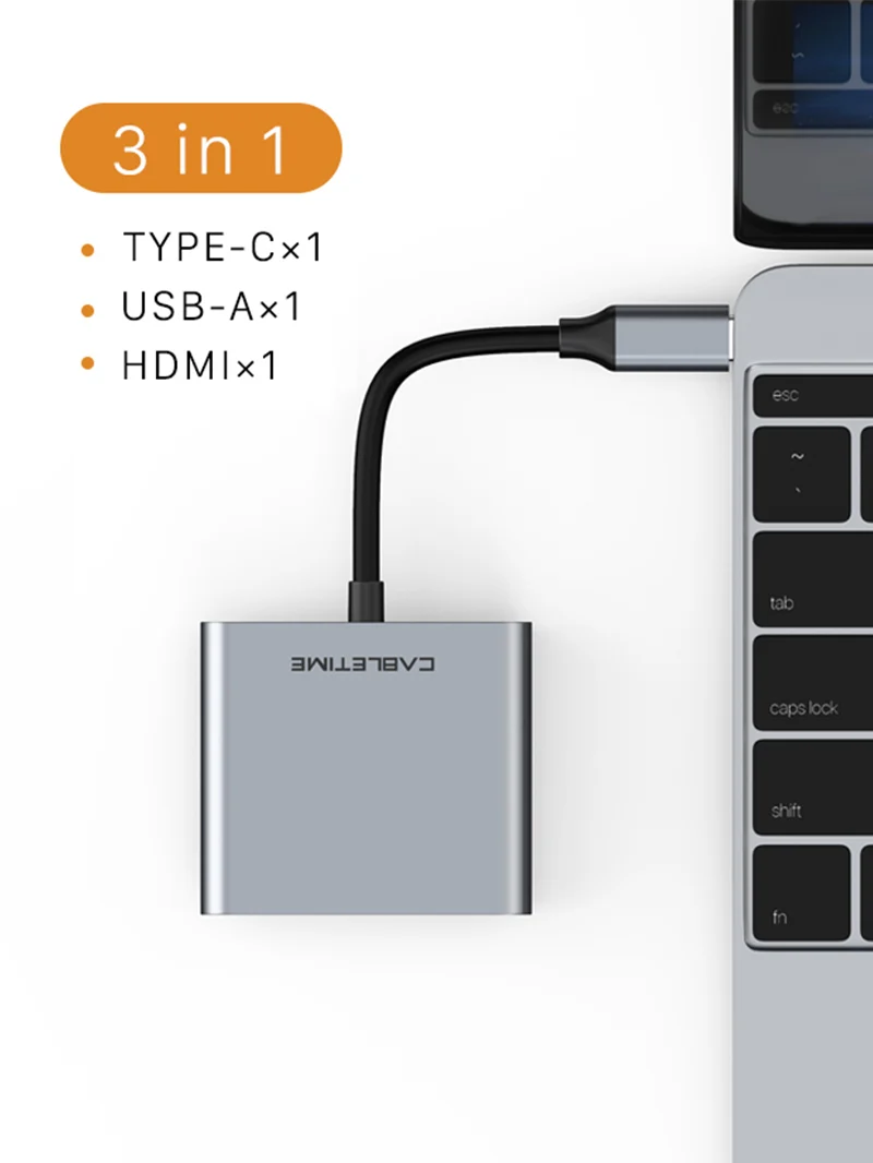 4K Portable 3 in 1 USB C Hub for TV Samsung Dell PC