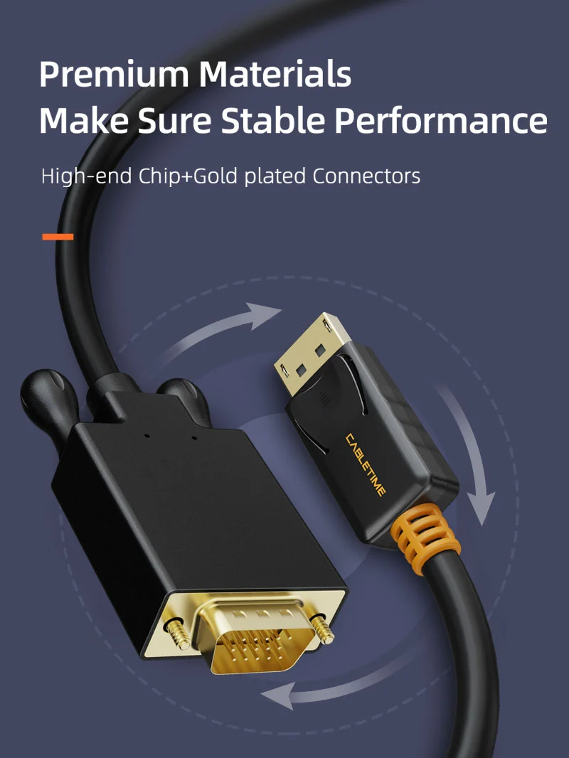 1080p DisplayPort to VGA Cable