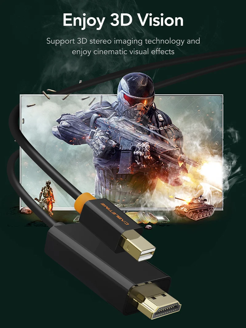 Black 4K 30Hz Mini DisplayPort to HDMI Cable
