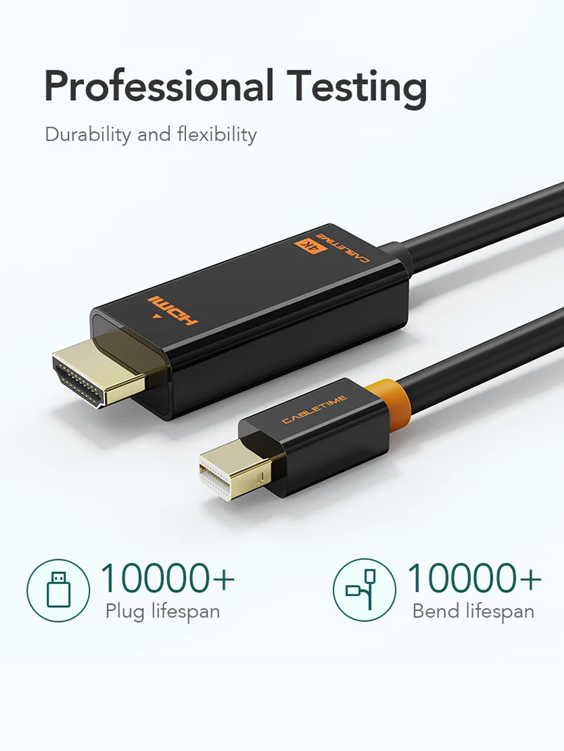 Black 4K 30Hz Mini DisplayPort to HDMI Cable