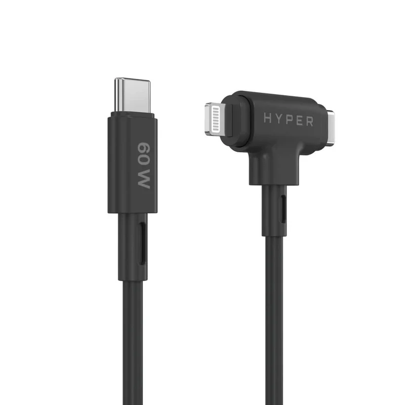 Câble de recharge hybride HyperJuice® USB-C® et Lightning (1,5 m/5 ft) - Noir*