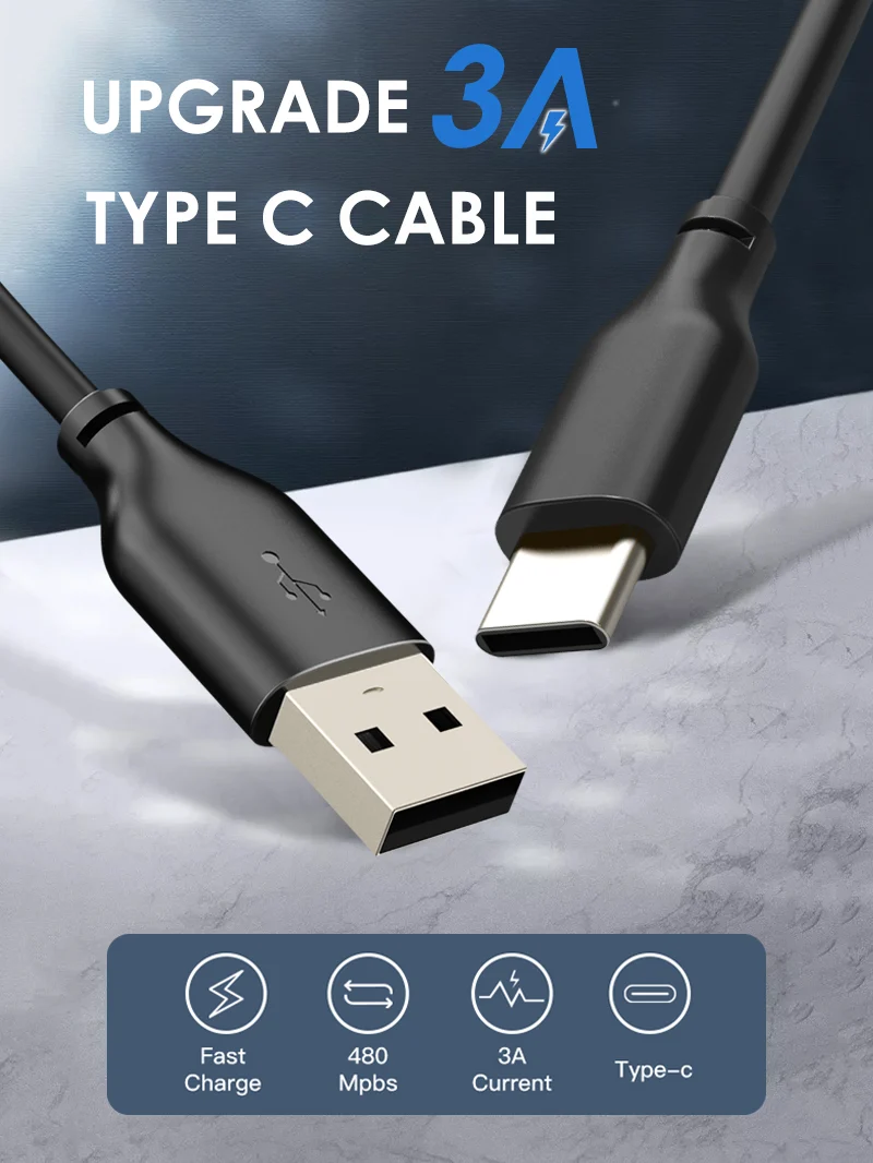 Wholesale USB A 2.0 to USB C 3A Charger Cable for Samsung Galaxy