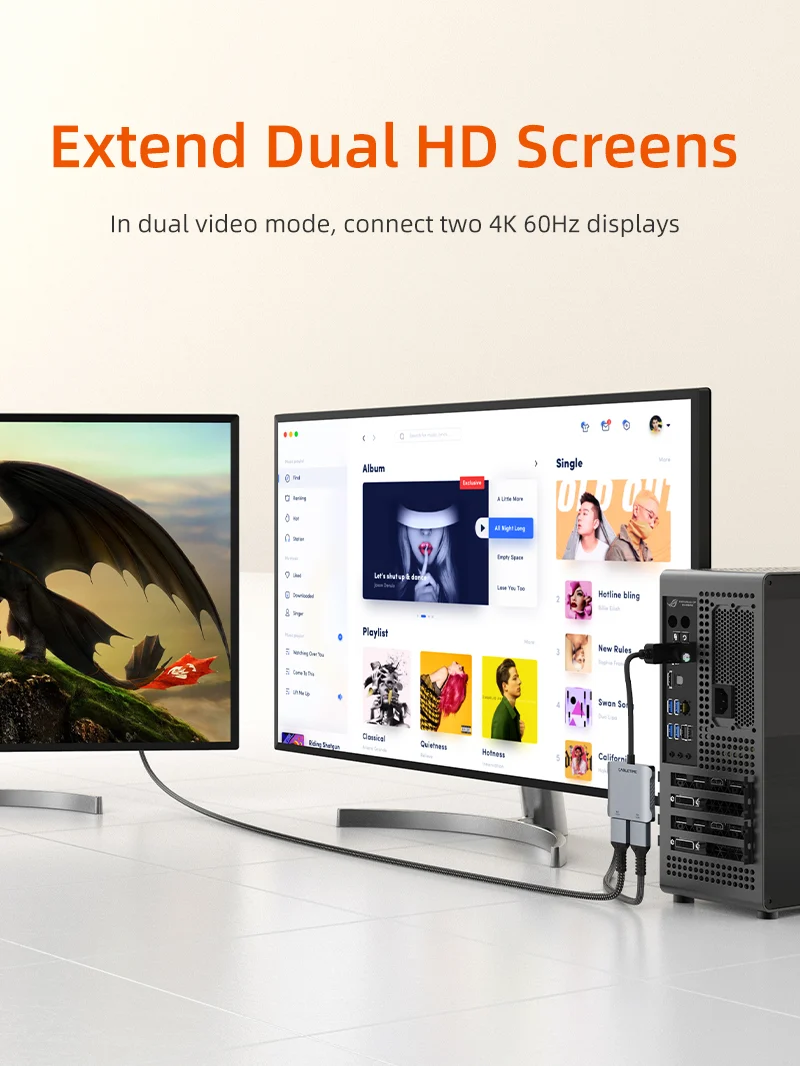 8K DisplayPort to dual HDMI adapter for 4K dual monitor