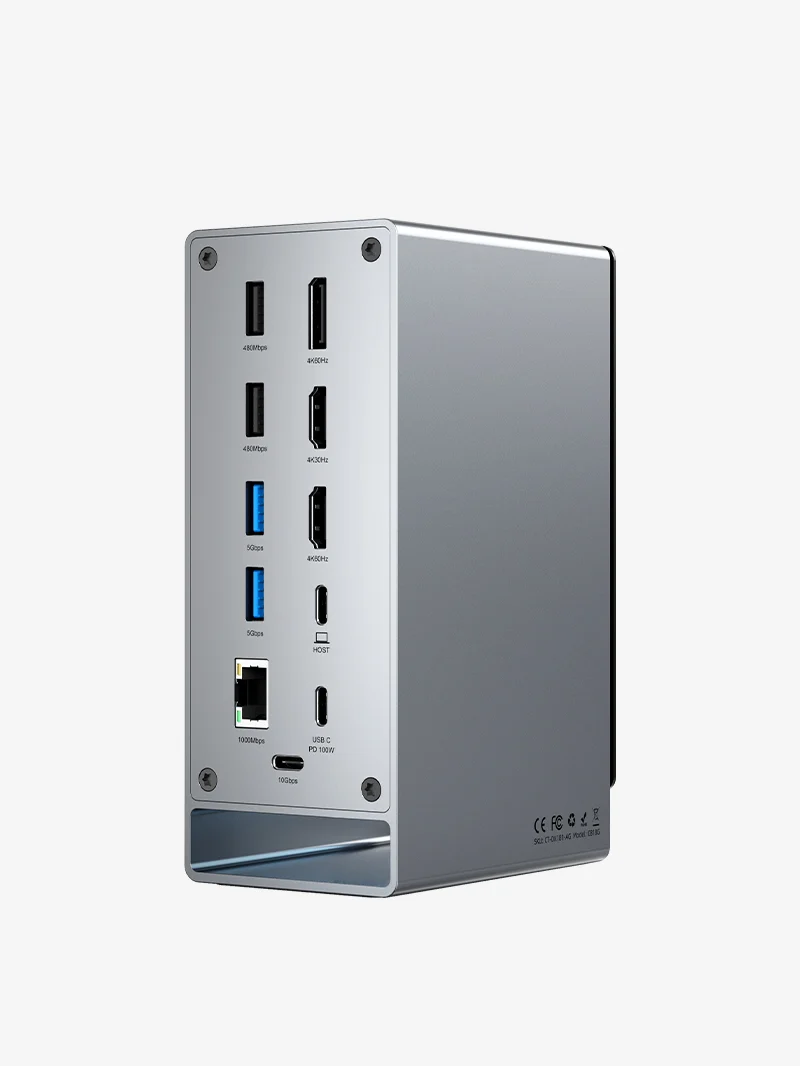 Three Monitor 16-in-1 USB Type C Docking Station with SSD Enclosure