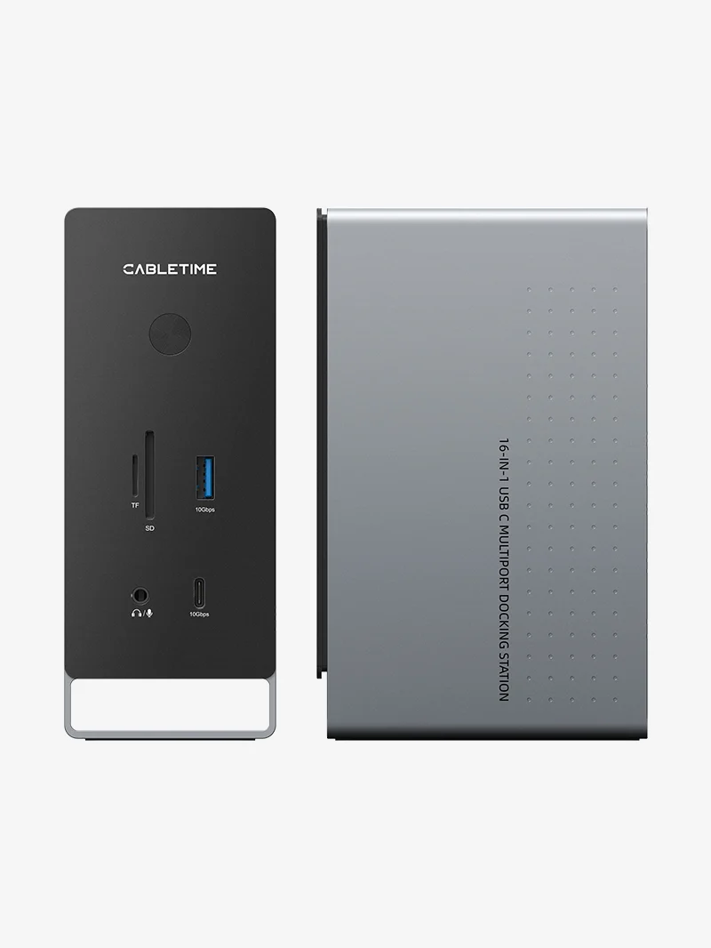Three Monitor 16-in-1 USB Type C Docking Station with SSD Enclosure