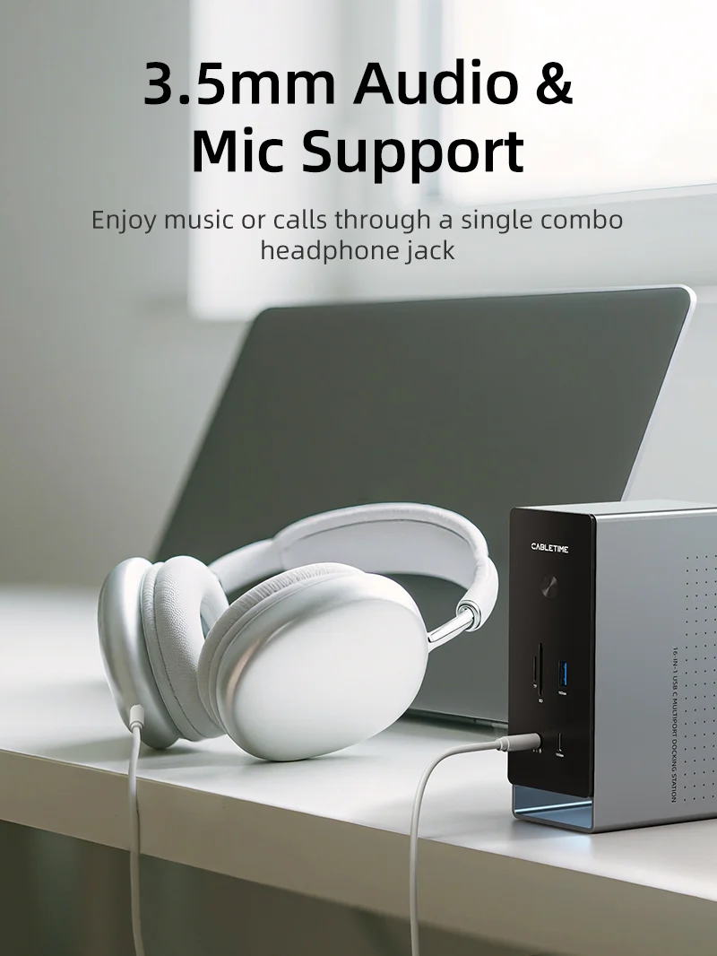 Three Monitor 16-in-1 USB Type C Docking Station with SSD Enclosure