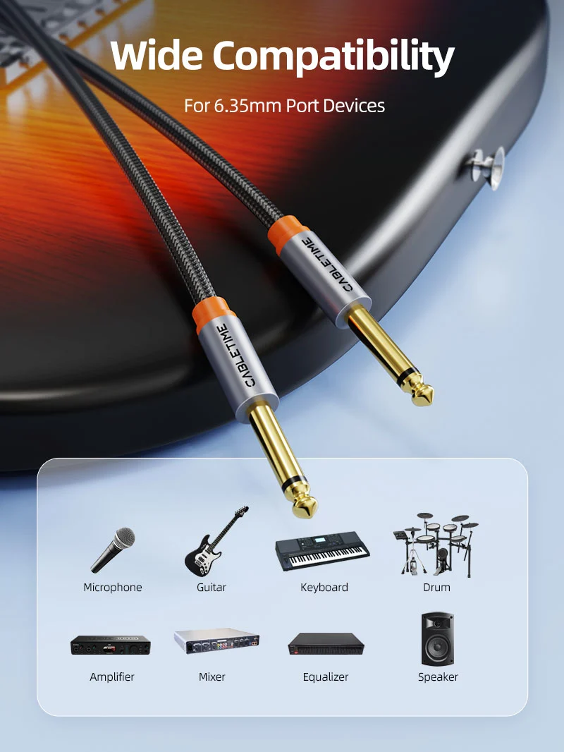 6.35mm Guitar Instrument Cable 1/4 Inch TS Mono Audio Cable