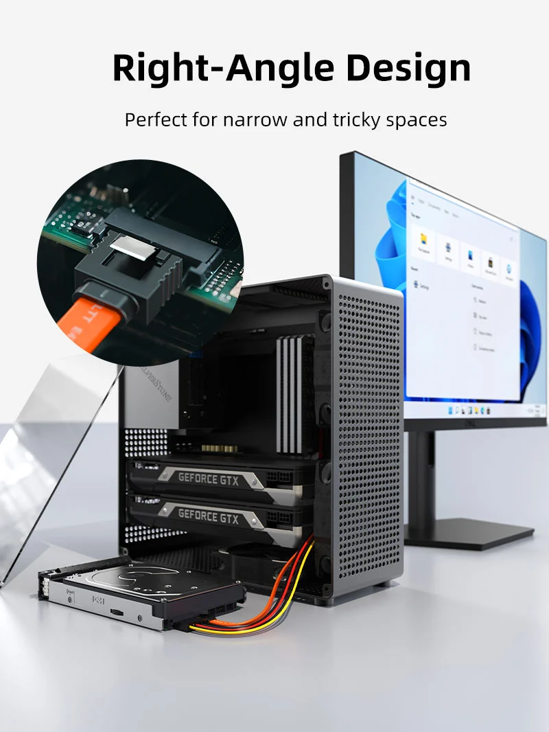 6Gbps Sata 3.0 Cable Straight Angle for HDD/SSD/CD and DVD Drives