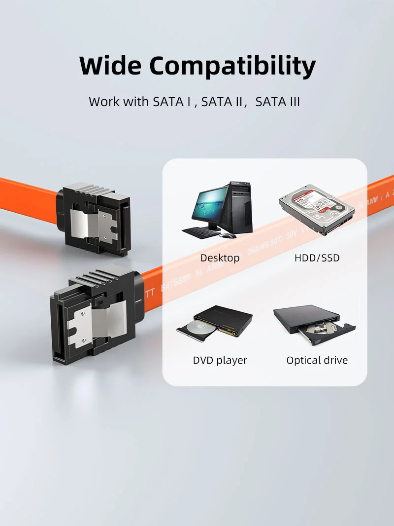 6Gbps Sata 3.0 Cable Straight Angle for HDD/SSD/CD and DVD Drives