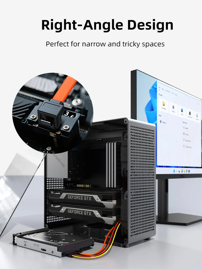 Right Angle SATA III Cable for Hard Disk SSD