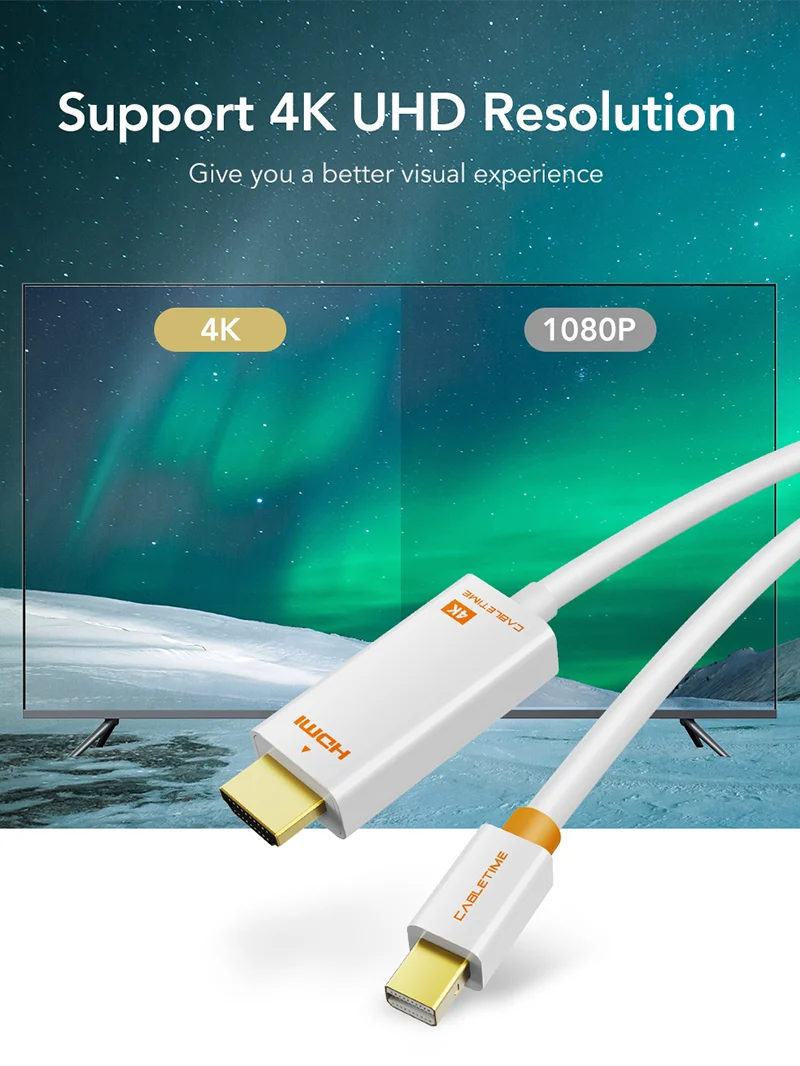 Mini DisplayPort to HDMI Cable 4K 30Hz