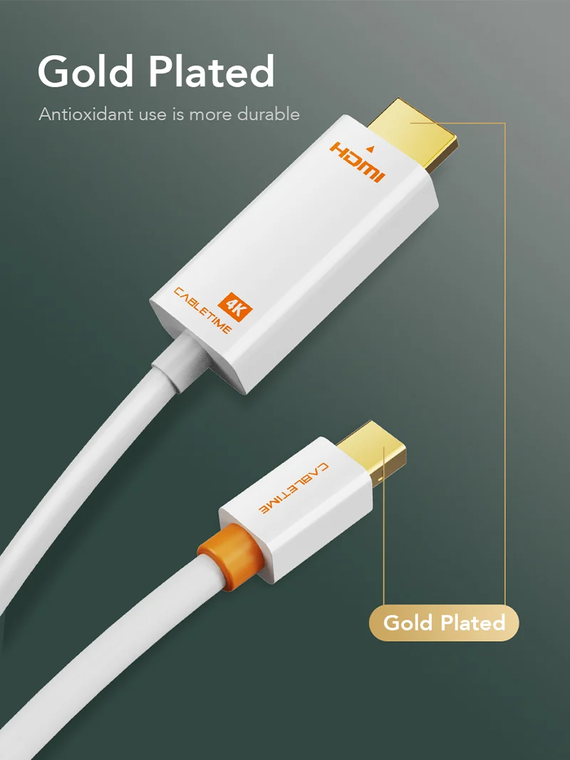 Mini DisplayPort to HDMI Cable 4K 30Hz