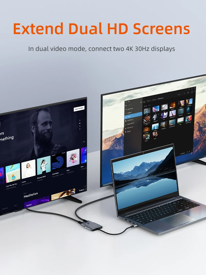 4K 60Hz MST USB C to Dual HDMI Hub
