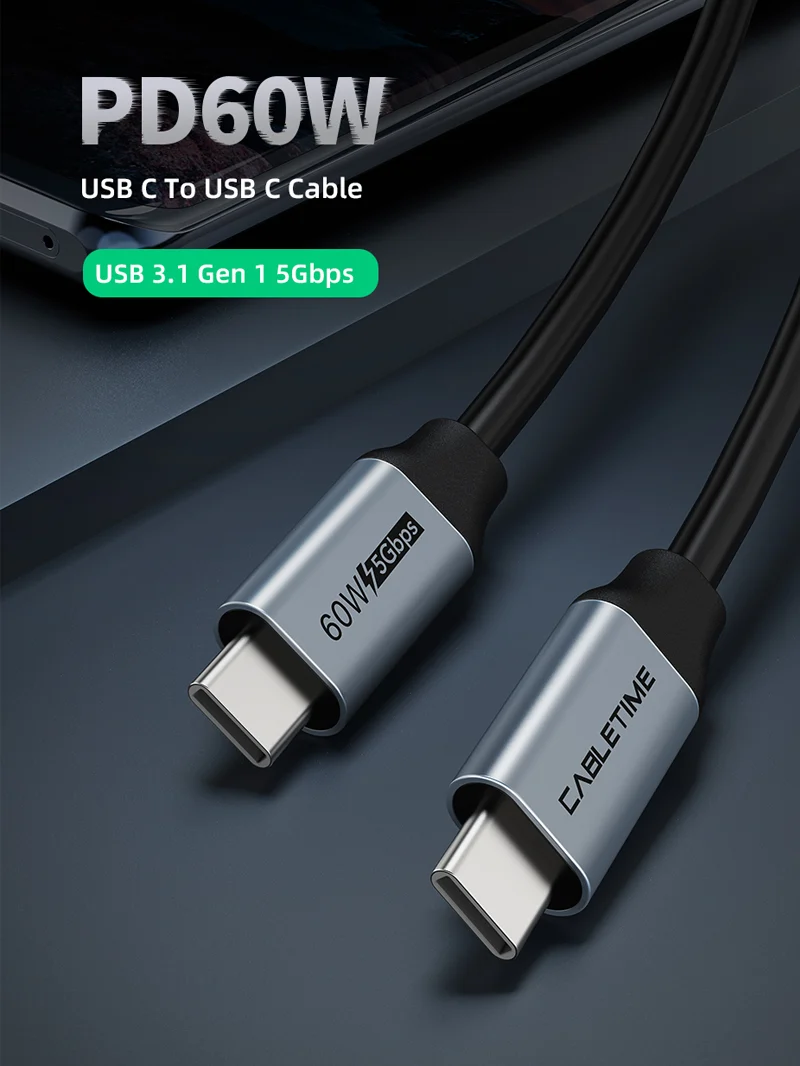 USB C to USB C 60w Cable 3A Fast Charging