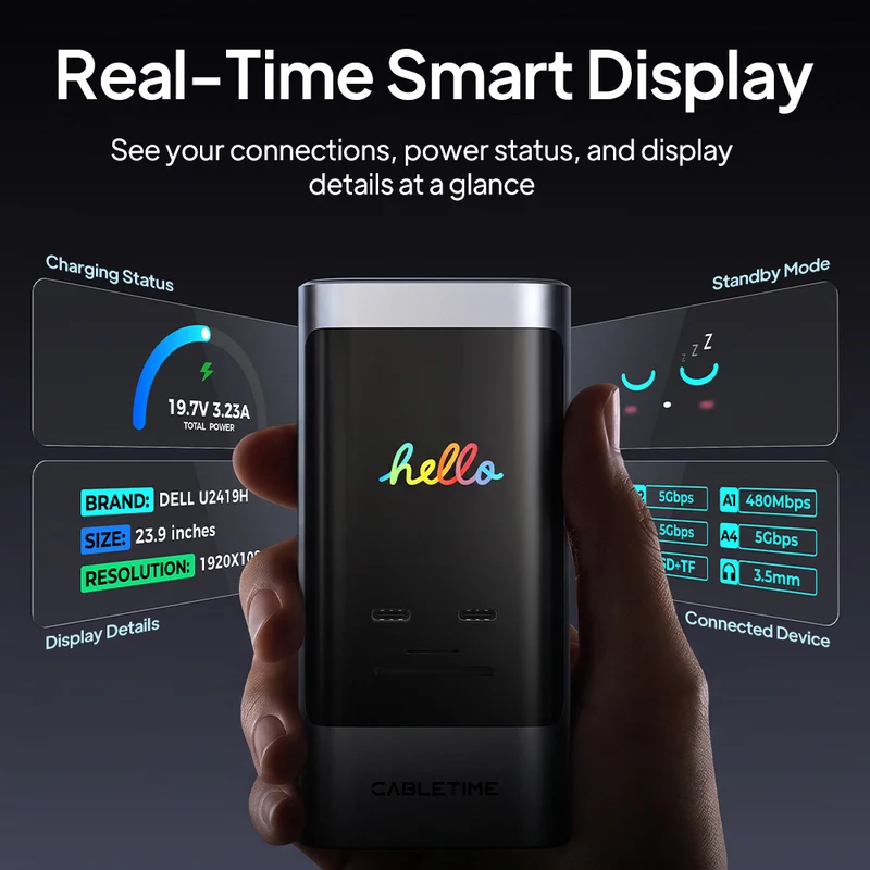 14-in-1 USB-C Docking Station with Smart Display & Touch Controls