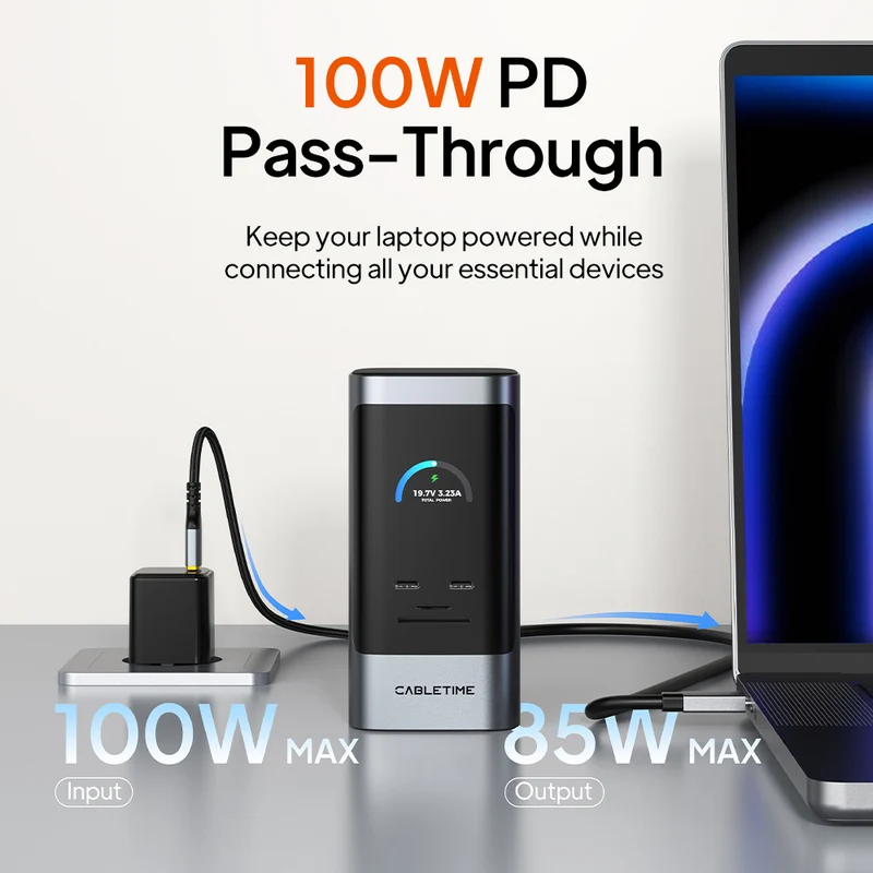 14-in-1 USB-C Docking Station with Smart Display & Touch Controls