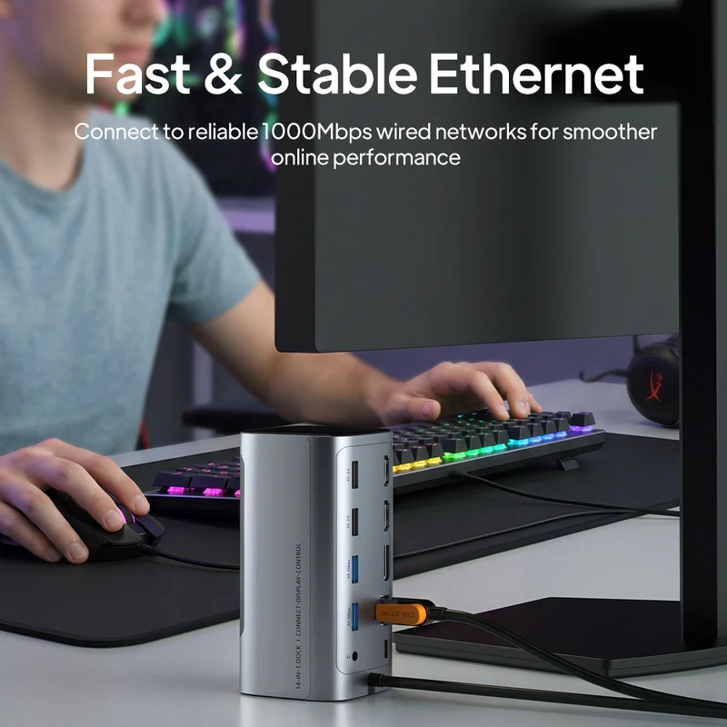 14-in-1 USB-C Docking Station with Smart Display & Touch Controls