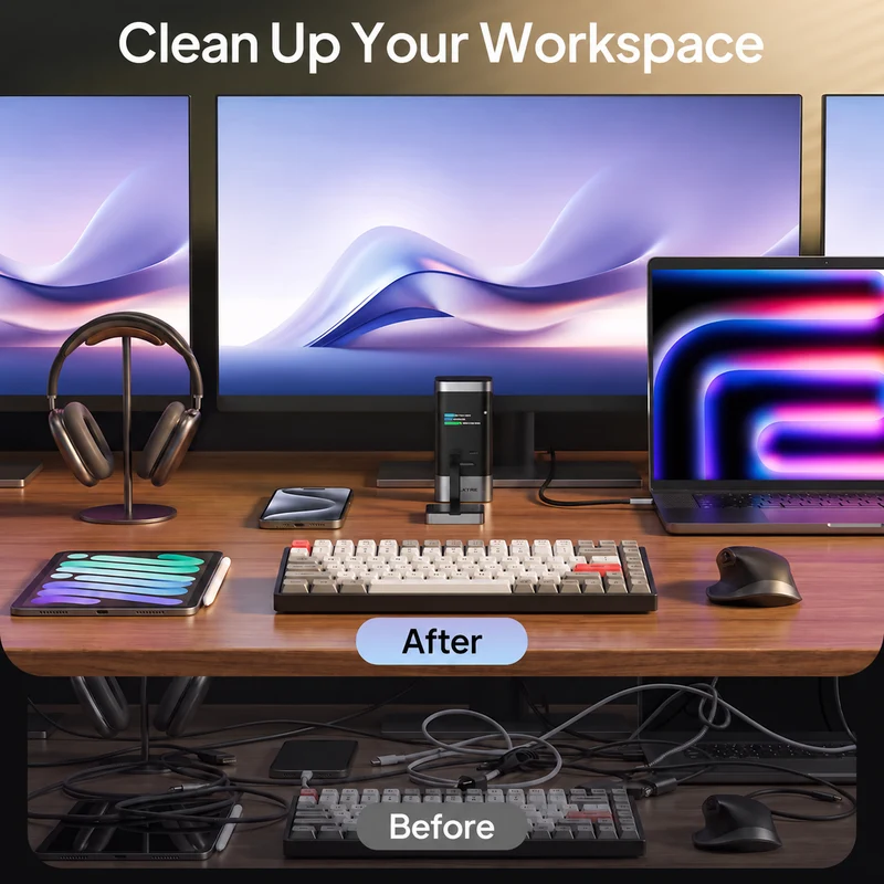 14-in-1 USB-C Docking Station with Smart Display & Touch Controls