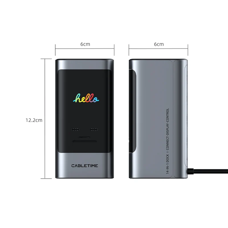 14-in-1 USB-C Docking Station with Smart Display & Touch Controls