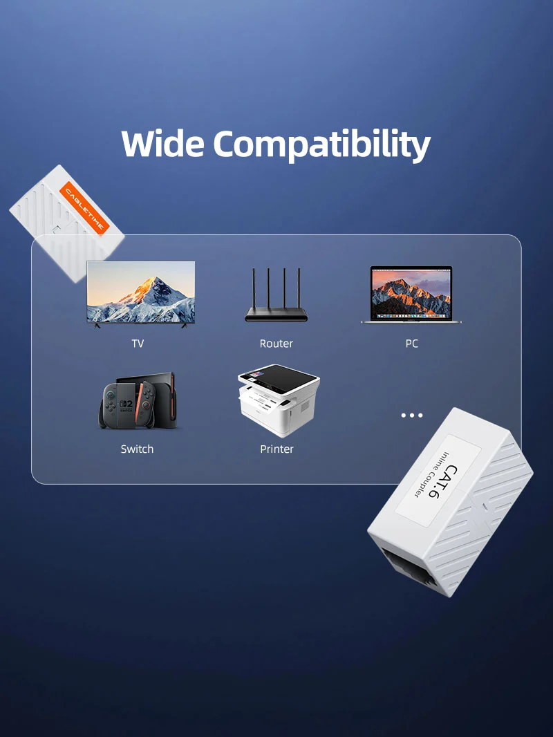 Cat 6 Rj45 Inline Coupler Female to Female Ethernet Coupler for Cat6 Network