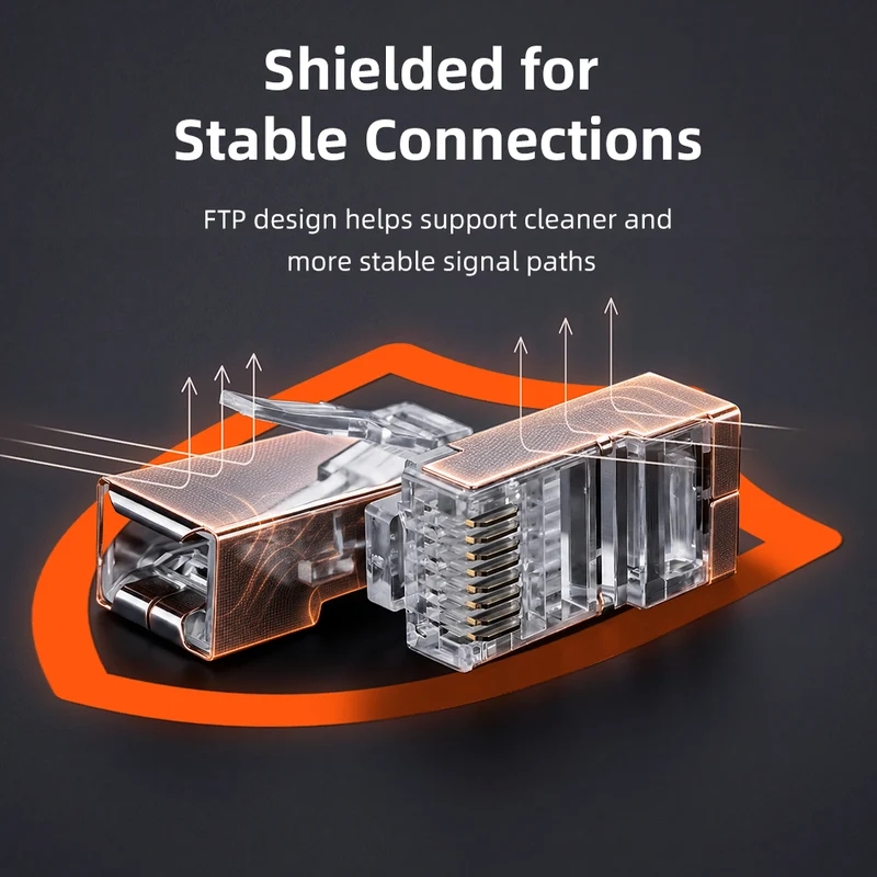 Cat6 FTP RJ45 Connector Shielded Modular Plug Non Pass-Through for Cat6/Cat5e Cable