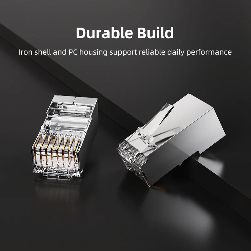 Cat6 FTP RJ45 Connector Shielded Modular Plug Non Pass-Through for Cat6/Cat5e Cable