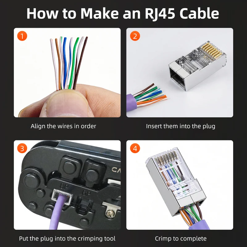Cat6 FTP RJ45 Connector Shielded Modular Plug Non Pass-Through for Cat6/Cat5e Cable