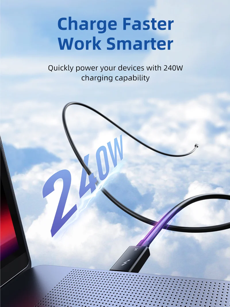 Intel Certified Thunderbolt 5 Cable 0.8m | 240W, 120Gbps, 8K