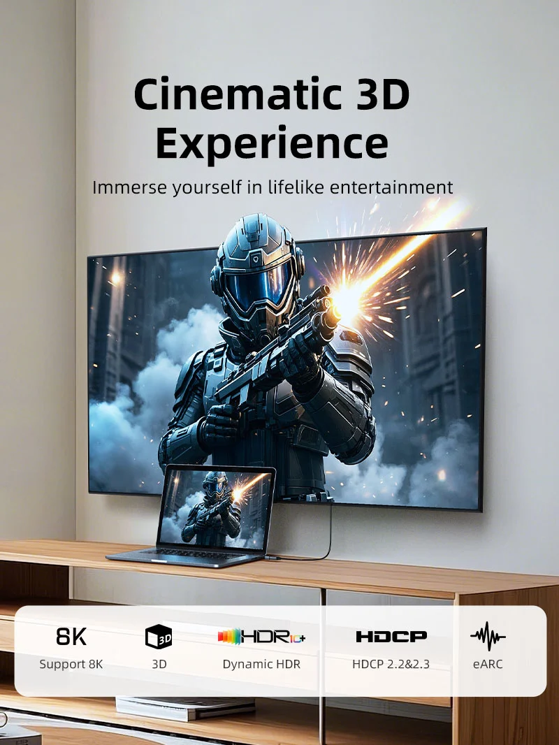 Bidirectional 8K Mini HDMI Male to HDMI Female Adapter