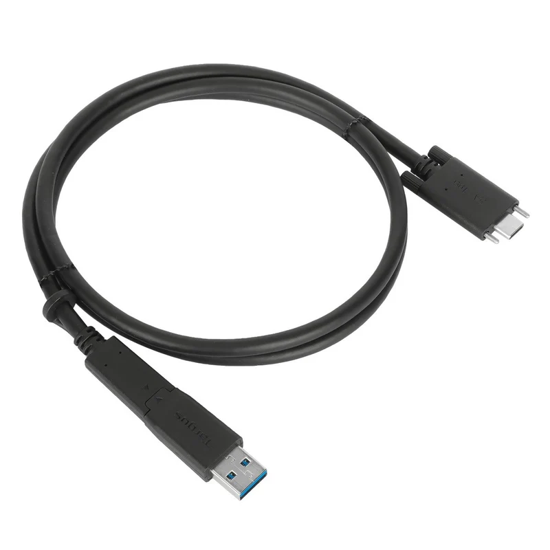 Câble USB-C (mâle) vers USB-C (mâle) 10Gbps à visser de 1M/3.3Ft avec attache USB-A (mâle)